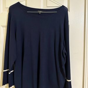 Talbots 2x plus blouse Navy and White Stripes for Work, Interview or Dressy look